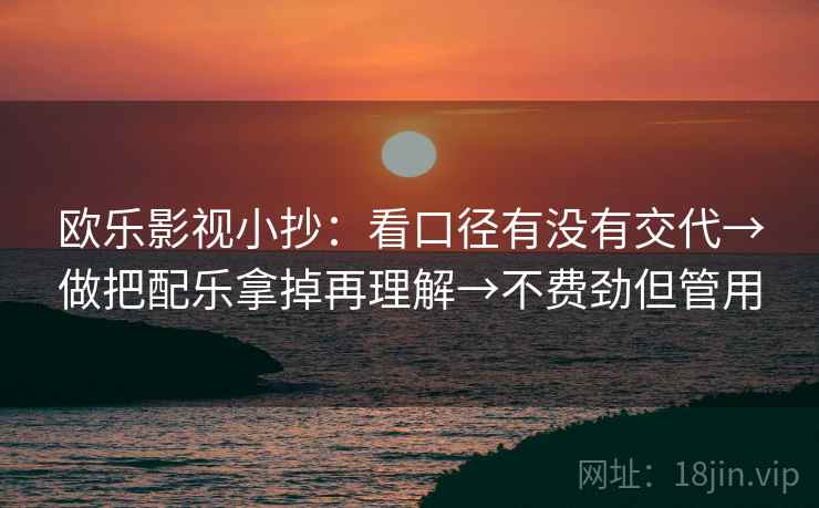 欧乐影视小抄：看口径有没有交代→做把配乐拿掉再理解→不费劲但管用